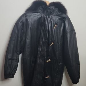 Women's Vintage Leather And Fox Fur Jacqueline Ferrar Jacket